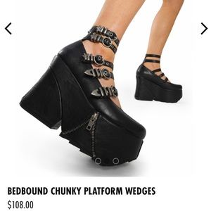 BN, Lamoda Bebound chunky platform black wedges heels.Punk rock 7US 6UK